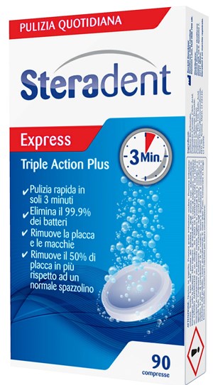 STERADENT TRIPLE ACTION PLUS 90 COMPRESSE PULENTI - Metafarm