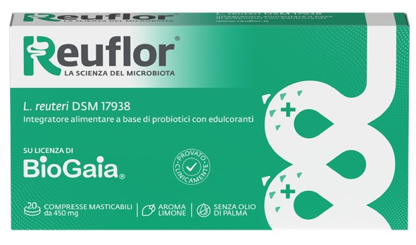 REUFLOR 20 COMPRESSE MASTICABILI AROMA LIMONE - Metafarm