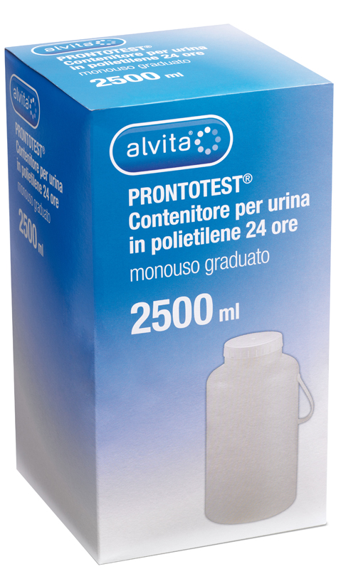 CONTENITORE PER URINA ALVITA PRONTOTEST IN POLIETILENE 24 ORE GRADUATO 2500ML - Metafarm