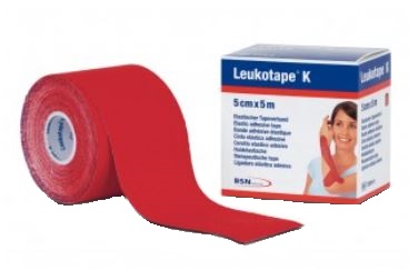 BENDA ADESIVA LEUKOTAPE K PER TAPING FISIOTERAPICO LARGHEZZA 5 CM LUNGHEZZA 5 M COLORE ROSSO IN ROTOLO - Metafarm