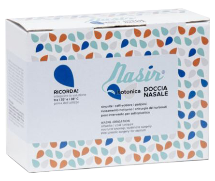 NASIR DOCCIA NASALE CON SOLUZIONE FISIOLOGICA ISOTONICA 10 SACCHE 250 ML + 1 BLISTER - Metafarm