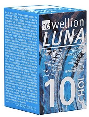 WELLION LUNA 10 STRIPS STRISCE PER MISURAZIONE COLESTEROLO - Metafarm