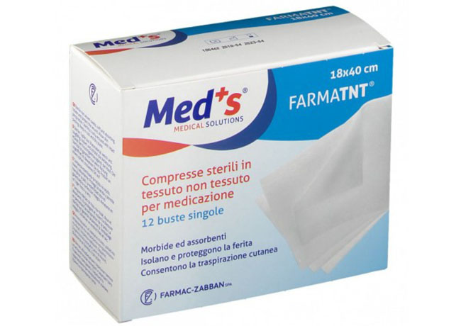 GARZA COMPRESSA MEDS TESSUTO NON TESSUTO 18X40CM 12 PEZZI - Metafarm