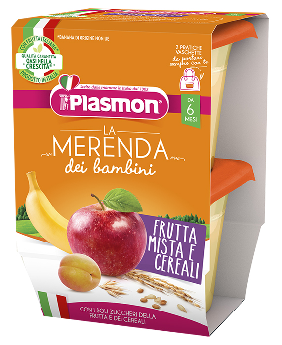 PLASMON LA MERENDA DEI BAMBINI MERENDE FRUTTA CEREALI ASETTICO 2 X 120 G - Metafarm