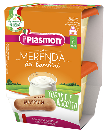 PLASMON LA MERENDA DEI BAMBINI SAPORE DI NATURA YOGURT BISCOTTO ASETTICO 2 X 120 G - Metafarm