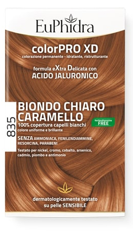 EUPHIDRA COLORPRO GEL COLORANTE CAPELLI XD 835 CARAMELLO 50 ML + ATTIVANTE + BALSAMO + GUANTI - Metafarm