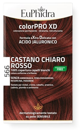 EUPHIDRA COLORPRO GEL COLORANTE CAPELLI XD 566 CASTANO CHIARO ROSSO 50 ML + ATTIVANTE + BALSAMO + GUANTI - Metafarm