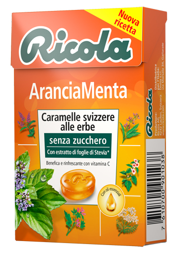RICOLA ARANCIA MENTA SENZA ZUCCHERO 50 G - Metafarm