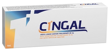 SIRINGA PRERIEMPITA INTRA ARTICOLARE CINGAL 4 ML 22MG/ML ACIDO RETICOLATO CON 4,5 MG/ML TRIAMCINOLONE ESACETONIDE - Metafarm