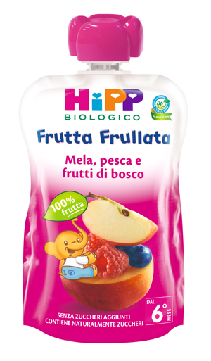 HIPP BIO FRUTTA FRULLATA MELA PESCA FRUTTI DI BOSCO 90 G - Metafarm