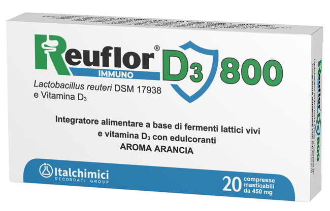 REUFLOR D3 800 20 COMPRESSE MASTICABILI AROMA ARANCIA - Metafarm