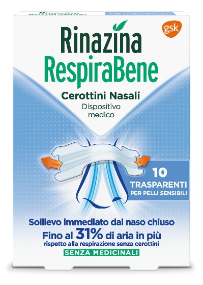 RINAZINA RESPIRABENE CEROTTI NASALI TRASPARENTI CARTON 10 PEZZI - Metafarm