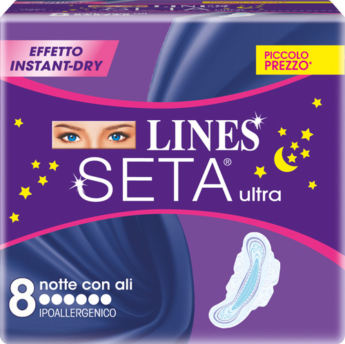 LINES SETA ULTRA ASSORBENTI DA NOTTE 8 PEZZI - Metafarm