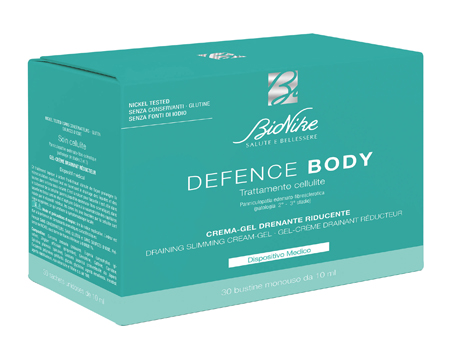 DEFENCE BODY TRATTAMENTO CELLULITE CREMA GEL DRENANTE RIDUCENTE 30 BUSTINE DA 10 ML - Metafarm