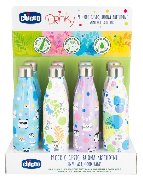 CHICCO BOTTIGLIA INOX DA 500 ML DISPLAY BOX - Metafarm