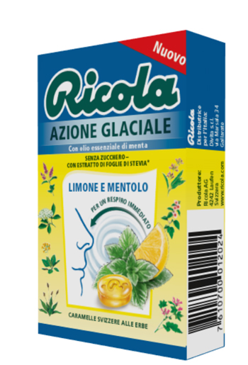 RICOLA AZIONE GLACIALE LIMONE E MENTOLO 50 G - Metafarm