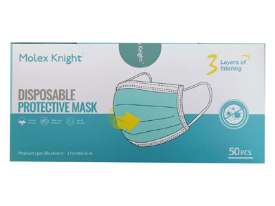 MASCHERINA CHIRURGICA 3 STRATI CON ELASTICI TIPO II ADULTI MOLEX KNIGHT 50 PEZZI - Metafarm