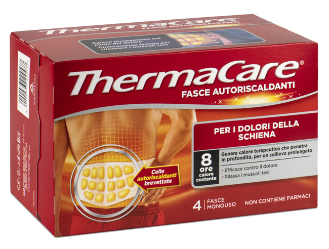 FASCIA AUTORISCALDANTE A CALORE TERAPEUTICO THERMACARE SCHIENA 4 PEZZI - Metafarm