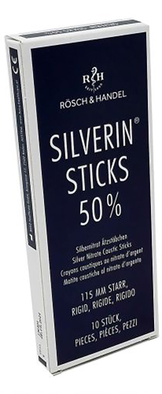 MATITA CAUSTICA SILVERIN NITRATO D'ARGENTO 50% RIGIDA LUNGHEZZA 115 MM 10 PEZZI - Metafarm