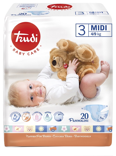 TRUDI BABY CARE PANNOLINO BAMBINI MIDI 4/9 KG 20 PEZZI - Metafarm
